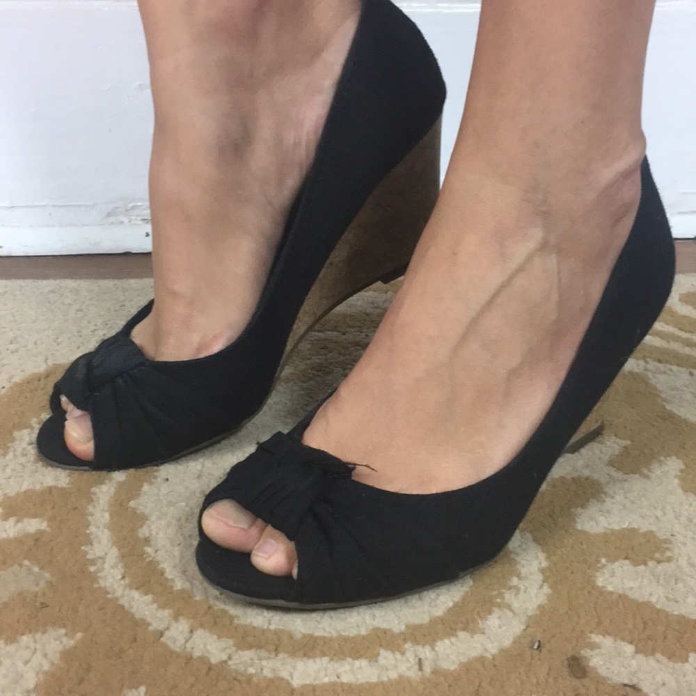 Peep toe wedges